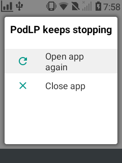 PodLP Crash Screenshot